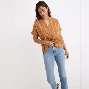 Madewell Tunic Top with stripes. Size Medium. Yellow/Mustard.
